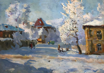 Миронов Борис Тимофеевич. Зимой в Бийске. Холст, масло. 49х68. 1986. Бийский краеведческий музей имени В.В.Бианки.