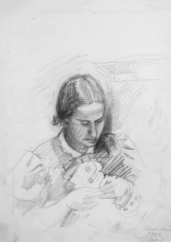 Кашина Надежда Васильевна. Нина Кашина. Бумага, карандаш. 29,1х20,8. 1939. Пермская государственная художественная галерея.