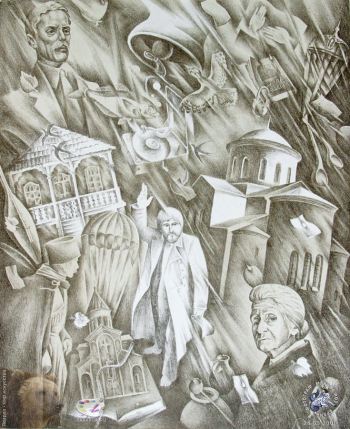 Барциц Рауф Чинчорович. Колокольный звон. Бумага, литография. 50х42. 1989. Частное собрание.