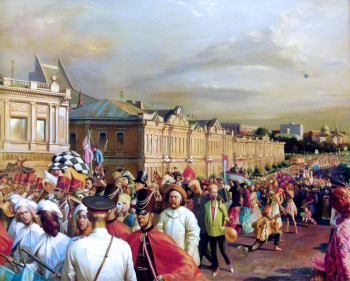 Кичигин Георгий Петрович. Карнавал. Холст, масло. 150х200. 1987. Городской музей `Искусство Омска`.