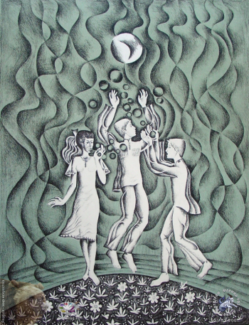 Барциц Рауф Чинчорович. Мыльные пузыри. Бумага, литография. 48х38. 1986. Частное собрание