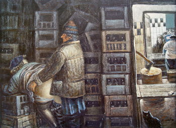 Колотев Василий Иванович. В магазине самообслуживания. Холст, масло. 51х70,5. 1990. kolotevart.com