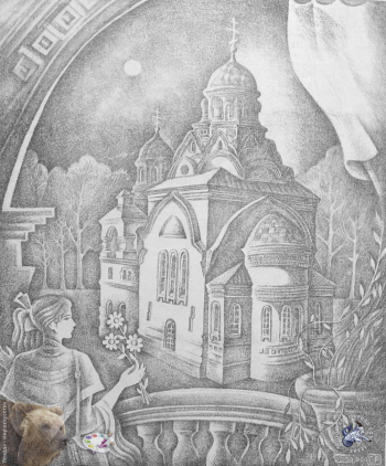 Барциц Рауф Чинчорович. На балконе. Бумага, автолитография. 46х40. 1995. Частное собрание.