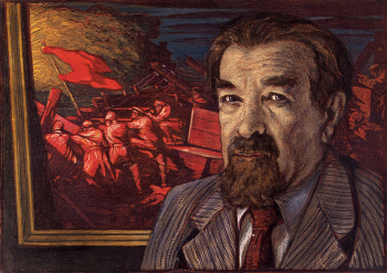 Соколов Илья Алексеевич. Портрет художника Шахова Анатолия Алексеевича. Бумага, цветная линогравюра. 53х66. 1950-е. Собрание наследников И.А.Соколова. litfund.ru