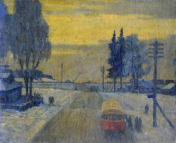 Шахов Анатолий Алексеевич. Зима. Холст, масло. 59х72. 20 век. Оренбургский областной музей изобразительных искусств.