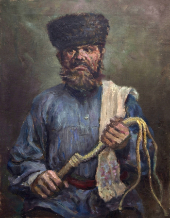 Неизвестный художник. Каторжный палач с плетью. Холст, масло. 39,5х29,5. 20 век. Забайкальский краевой краеведческий музей имени А.К.Кузнецова.