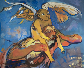Старовойтов Владимир Николаевич. Воспитание Икара. Холст, акрил. 61х55. 2000. Сахалинский областной художественный музей.