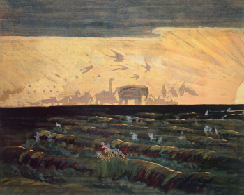 Чюрлёнис Микалоюс Константинас. Поклонение Солнцу. Бумага, темпера. 1909. Национальный художественный музей имени М.К.Чюрлёниса.