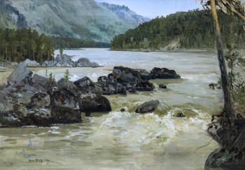 Чорос-Гуркин Григорий Иванович. Катунь. Холст, масло. 22х27,5. 1906. Государственный художественный музей Алтайского края.