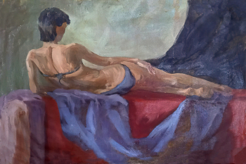 Халиуллин Эдуард Ринатович. Натурщица Файзуллина. Холст, масло. 53,5х80. 1988. Краеведческий музей (Мензелинск).