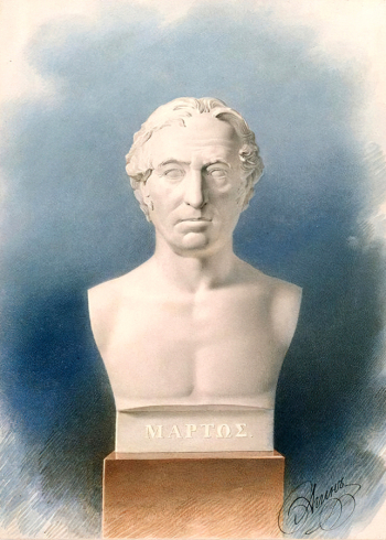 Агин Александр Алексеевич. Бюст скульптора И.П.Мартоса. Картон, карандаш, акварель. 22х16,1. 1840. Государственный музей изобразительных искусств имени А.С.Пушкина.