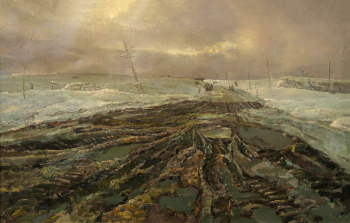 Ряузов Борис Яковлевич. Дорога на Великие Луки. Холст, масло. 40,5х63. 1983. Музей `Мемориал Победы`.