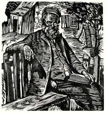 Юдовин Соломон Борисович. На солнце. Бумага, ксилография. 13х11,7. 1941. Вологодская областная картинная галерея.
