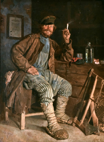 Загорский Николай Петрович. Плотник. Холст, масло. 76х60. 1877. Художественный музей имени Махарбека Туганова.