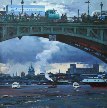 Канеев Михаил Александрович. Кировский мост. Холст, масло. 150х150. 1975. Забайкальский краевой художественный музей.