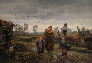 Прянишников Илларион Михайлович. Погорелые. Холст, масло. 62,5х88. 1871. Новосибирский государственный художественный музей.