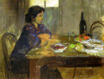 Зевин Лев Яковлевич. Завтрак. Холст, масло. 42х51,5. 1940. Костромской государственный историко-архитектурный и художественный музей-заповедник.