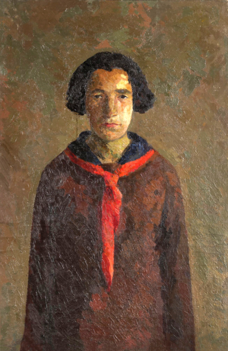 Зевин Лев Яковлевич. Пионервожатая. Холст, масло. 81х53,5. 1932. Государственная Третьяковская галерея.