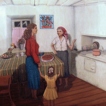 Глушенкова Любовь Дмитриевна. Праздничный пирог. Картон, масло. 46,5х45,5. 1985. Всероссийский музей декоративно-прикладного и народного искусства.