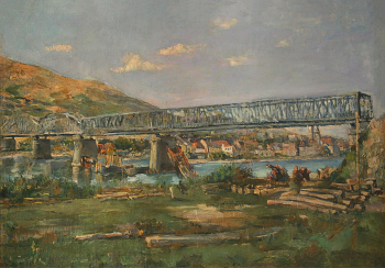 Леонов Александр Александрович. Мост через Дунай в городе Кремс. Холст, масло. 45х65. 20 век. Ивановский областной художественный музей.
