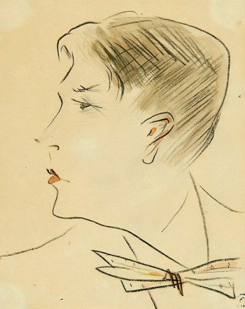 Юркун Юрий Иванович. Автопортрет. Бумага на картоне, акварель. 15,9х12,8. 1920-е. Государственный Русский музей.