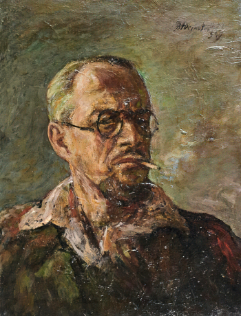 Юстицкий Валентин Михайлович. Автопортрет. Холст, масло. 57х43,5. 1949. Саратовский государственный художественный музей имени А.Н.Радищева.
