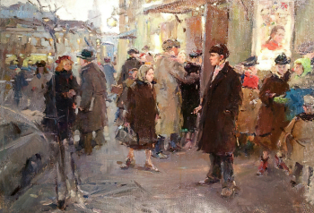Алексеев Адольф Евгеньевич. Автопортрет на Арбате. Холст, масло. 60х75. 1954. Частное собрание.