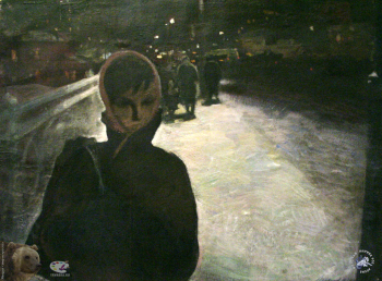 Алексеев Адольф Евгеньевич. Незнакомка. Картон, темпера. 72х97. 1960. Частное собрание.