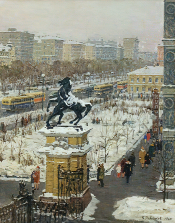 Рыбченков Борис Фёдорович. На Ленинградском проспекте. Холст, масло. 67х54. 1960. Музей изобразительных искусств Республики Карелия.