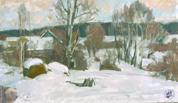 Грищенко Юрий Афанасьевич. Берёзы зимой. Холст, масло. 35х60. 2000. Частное собрание