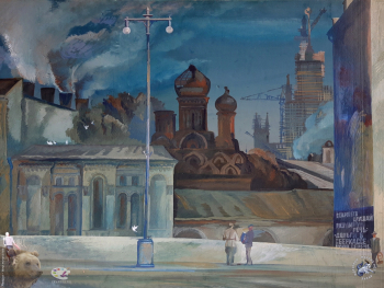 Надёжин Дмитрий Александрович. Каменный мост. Оргалит, темпера. 70х90. 1979. Собрание семьи художника.