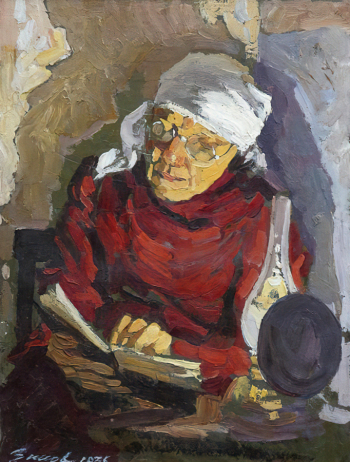 Зинов Виктор Семёнович. За чтением. Картон, масло. 38,2х28,5. 1936. Екатеринбургский музей изобразительных искусств.