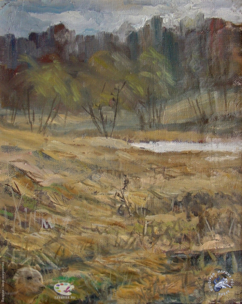 Демчев Пётр Григорьевич. Последний снег. Холст, масло. 39х32. 1997. Частное собрание