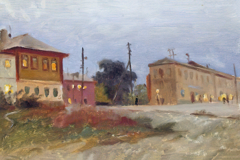 Колчеев Сергей Юрьевич. Зарайск. Картон, масло. 34,7х50. 1988. Вологодская областная картинная галерея.