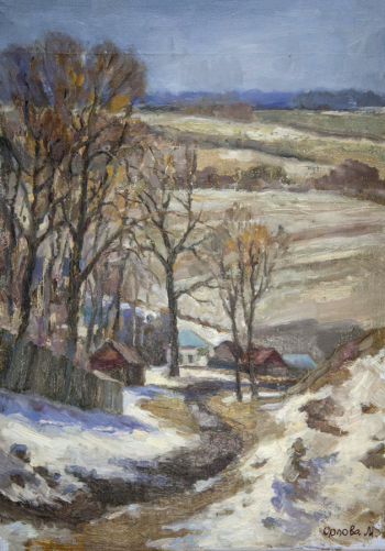 Орлова-Менск Марина Эдмундовна. Зарайские дали. Холст, масло. 43х30,5. 1995. Государственный музей-заповедник `Зарайский кремль`.