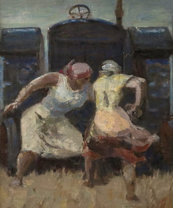Иванов Александр Титович. Трактористки. Холст, масло. 39х32,5. 1940. Государственный музейно-выставочный центр РОСИЗО.