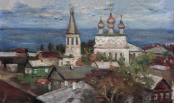 Ломакин Олег Леонидович. Белозерск. Холст, масло. 39,5х65,7. 1975. Белозерский областной краеведческий музей.