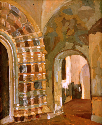 Рерих Николай Константинович. Ростов Великий. Паперть. Доска, масло. 40,5х30,5. 1903. Государственный музей искусства народов Востока.