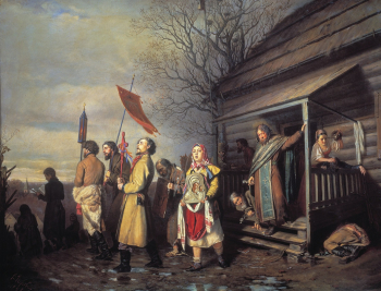Перов Василий Григорьевич. Сельский крестный ход на Пасхе. Холст, масло. 71х89. 1861. Государственная Третьяковская галерея.