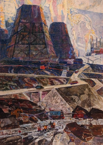 Завойкин Юрий Петрович. Индустриальные Хибины. Картон, темпера. 150,8х106,2. 1960-е. Художественная культура Русского Севера.