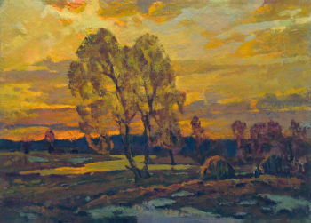 Беликов Василий Матвеевич. Талый снег. Холст, масло. 50х70. 1985. Собственность семьи художника.