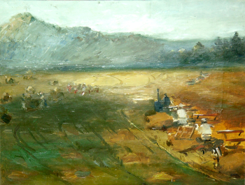 Северденко Александр Петрович. Жнитво. Холст, масло. 31,5х40. 1930. Вольский краеведческий музей.
