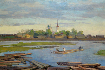 Свешников Дмитрий Константинович. Пейзаж Сольвычегодска. Холст, масло. 48,5х70,2. 20 век. Сольвычегодский историко-художественный музей-заповедник.