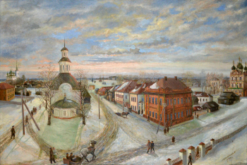 Шестаков Виктор Алексеевич. Вид Сольвычегодска. Холст, масло. 103х151. 1948. Сольвычегодский историко-художественный музей-заповедник.