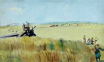 Кузнецов Павел Варфоломеевич. На Кубани. Холст, масло. 50,3х83. 1936. Курская государственная картинная галерея имени А.А.Дейнеки.