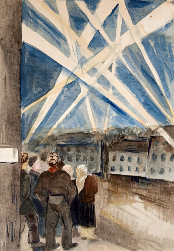 Кулагина-Клуцис Валентина Никифоровна. Москва, 1941 год. Бумага, акварель. 43,5х31,5. 1941. Государственный музей обороны Москвы.