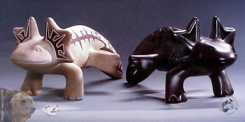 Хохловкин Пётр Викторович. Два аксолотля. h-45 см. Керамика. 1989-1991. Частное собрание.