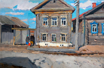 Стожаров Владимир Фёдорович. Дома Галича. Картон, масло. 54,5х83. 1961. Приморская государственная картинная галерея.