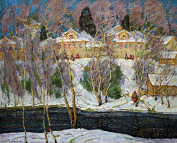 Мокров Николай Алексеевич. Первый снег. Холст, масло. 80х100. 1980. Центр пропаганды изобразительного искусства (Владимир).