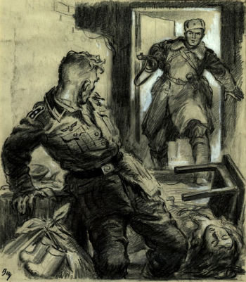Щеглов Валериан Васильевич. Отомсти. Бумага, карандаш. 23,5х20,5. 1943. Центральный музей Великой Отечественной войны 1941-1945 гг.